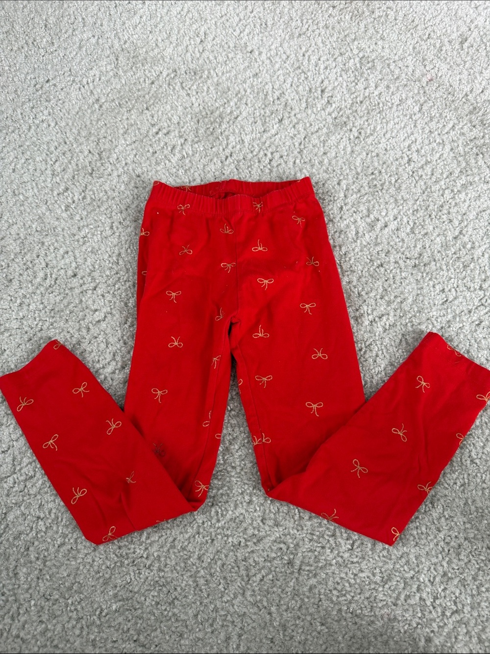 Cat & Jack Red Leggings with Gold Bow Print